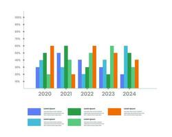 vlak bar tabel met vijf bar. bar tabel infografisch. vector