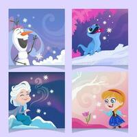 sneeuw prinses en vrienden sociaal media berichten vector