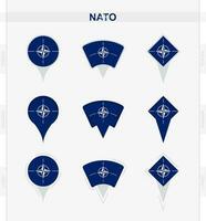 nato vlag, reeks van plaats pin pictogrammen van nato vlag. vector