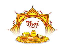 decoratief aanbidden bord van bhai dooj en mandala patroon Aan wit achtergrond. vector