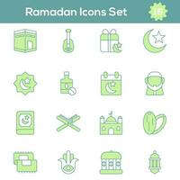 groen en wit kleur reeks van Ramadan icoon in vlak stijl. vector