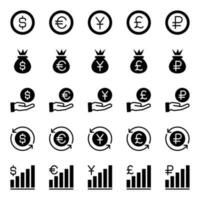 glyph pictogrammen voor financiën munteenheid. vector