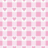 vector naadloos patroon met katoenen stof controleren en harten in roze en wit kleuren voor valentijnsdag dag