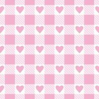 vector naadloos patroon met katoenen stof controleren en harten in roze en wit kleuren voor valentijnsdag dag
