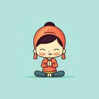 schattig kawaii yoga chibi mascotte vector tekenfilm stijl