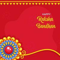 gelukkig raksha bandhan concept met bloemen rakhi Aan rood achtergrond. vector