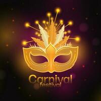 carnaval festival concept met gouden maskerade Aan lichten effect achtergrond. vector