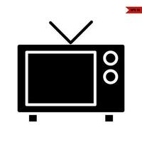 televisie retro glyph icoon vector