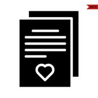 liefde in papier document glyph icoon vector