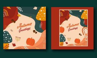 herfst groeten kaart of poster ontwerp in twee opties. vector