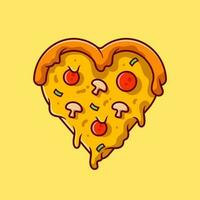 liefde pizza tekenfilm vector icoon illustratie. snel voedsel icoon concept geïsoleerd premie vector. vlak tekenfilm stijl