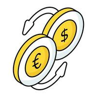 conceptuele ontwerp icoon van dollar naar euro web vector
