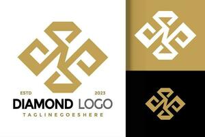 brief n diamant sieraden logo vector icoon illustratie