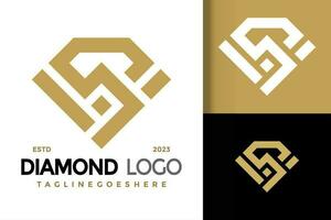 brief s diamant edelsteen logo vector icoon illustratie