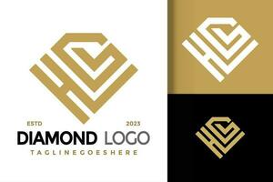 brief h en g diamant logo vector icoon illustratie