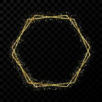 goud glimmend dubbele zeshoek kader met licht Effecten vector