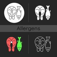 vis donker thema pictogram vector