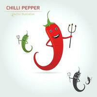 schattig tekenfilm heet Chili peper vector