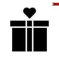 liefde in over- geschenk doos glyph icoon vector