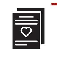 liefde in papier document glyph icoon vector