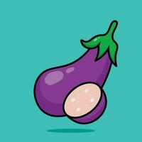 vlak stijl aubergine groente tekenfilm vector icoon illustratie voedsel