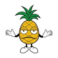 ananas fruit mascotte tekenfilm met verward gebaar vector