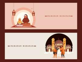 Ramadan kareem kopteksten of banners set. vector