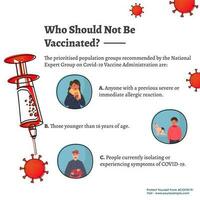 covid-19 immunisatie of vaccinatie poster of sjabloon ontwerp met gegeven informatie. vector