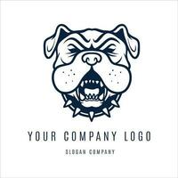 buldog hond dier minimalisme zwart en wit logo vector