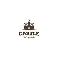 kasteel silhouet landschap logo icoon sjabloon vector