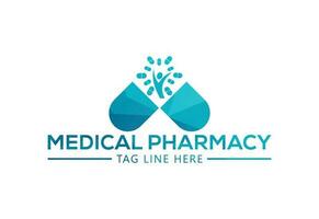 laag poly en creatief medisch apotheek logo ontwerp, vector ontwerp concept