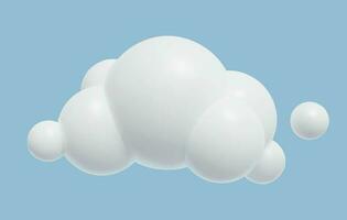 3d wit wolk icoon. baby speelgoed- cumulus wolk ontwerp element Aan blauw lucht achtergrond. schattig realistisch plastic drie dimensionaal vector illustratie.