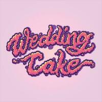 bruiloft taart belettering woord met rook tekst illustraties vector