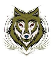 wolf gezicht logo ontwerp. wolf mascotte. frontaal symmetrisch beeld van wolf die er cool uitziet. hoofd wolven illustratie vector