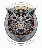 de illustratie desisgn van mecha wolven perfect voor t-shirt, kleding, koopwaar, speldontwerp. wolf robot mascotte logo vector