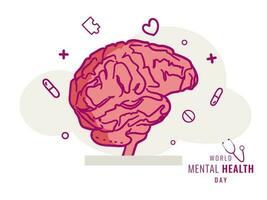 vector illustratie van menselijk hersenen Aan abstract achtergrond voor wereld mentaal Gezondheid dag poster of sjabloon ontwerp.