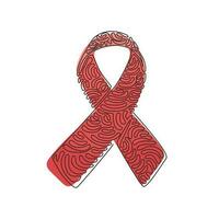 continu één lijntekening bewustzijn lint. borstkanker aids lint. ondersteuning en solidariteit concept. gezondheid logo symbool. swirl krul stijl. enkele lijn tekenen ontwerp vector grafische afbeelding