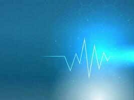 pulse of hart ritme met licht effect Aan zeshoek patroon achtergrond. vector