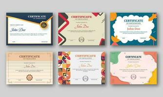 reeks van certificaat sjabloon lay-out in abstract stijl. vector