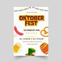 oktoberfeest bier festival sjabloon lay-out met festival elementen en evenementenlocatie details. vector