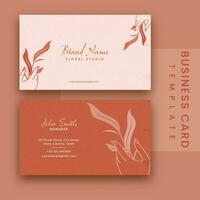 bloemen studio bedrijf kaart sjabloon lay-out in pastel roze en oranje kleur. vector