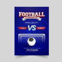 Amerikaans voetbal kampioenschap poster ontwerp met realistisch bal Aan blauw abstract lijnen achtergrond. vector