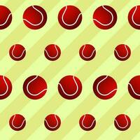 rood tennis bal patroon Aan groen streep achtergrond. vector
