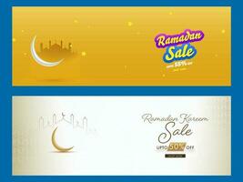 Ramadan kareem of Ramadan mubarak hoofd of banier set. vector