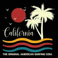 Californië de origineel Amerikaans surfing com. t-shirt ontwerp vector