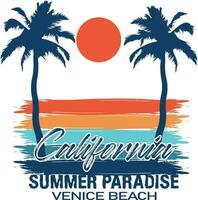 Californië zomer paradijs Venetië strand t-shirt ontwerp vector illustratie