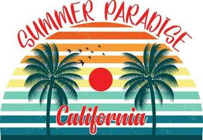 zomer paradijs Californië t-shirt ontwerp vector