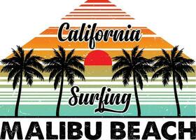 Californië surfing malibu strand t-shirt ontwerp vector
