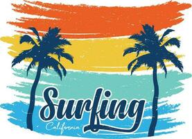 surfing strand t-shirt ontwerp vector