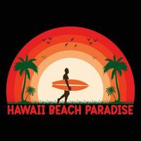 Hawaii paradijs strand t-shirt ontwerp vector illustratie